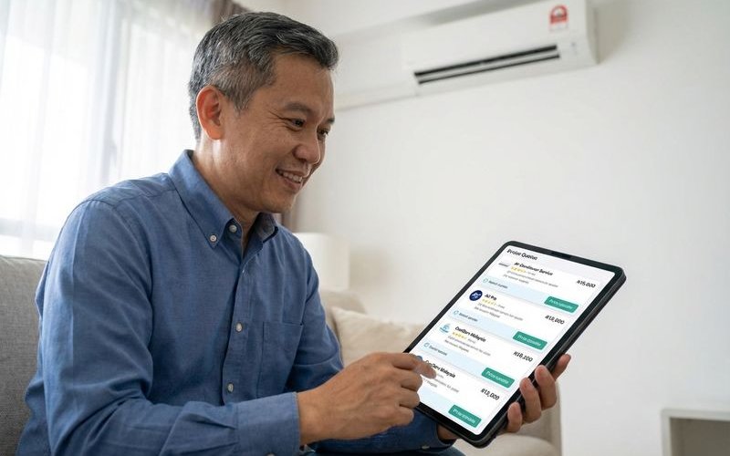 Price comparison chart showing different service provider rates in Puchong