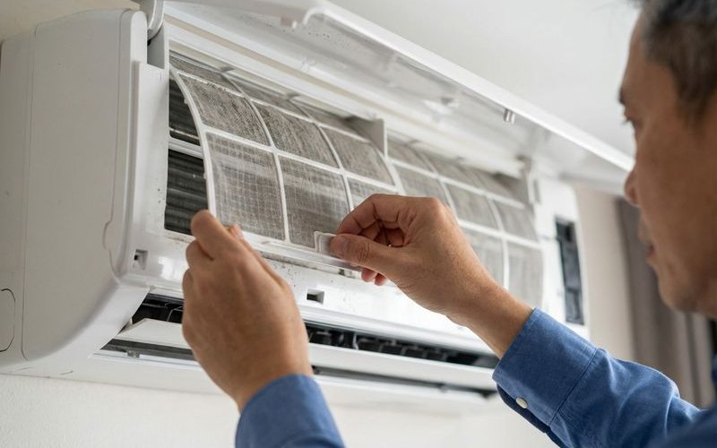 Opening aircond panel to access filter