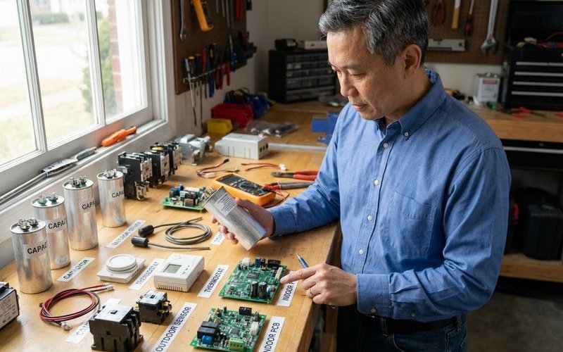 Common aircond problems infographic showing not cooling water leaking and strange noises